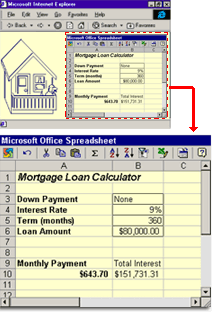 Example of a Web page with interactive data