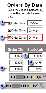 Parts of a data access page