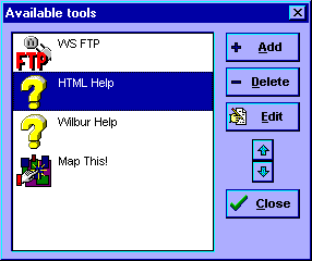 Available Tools window