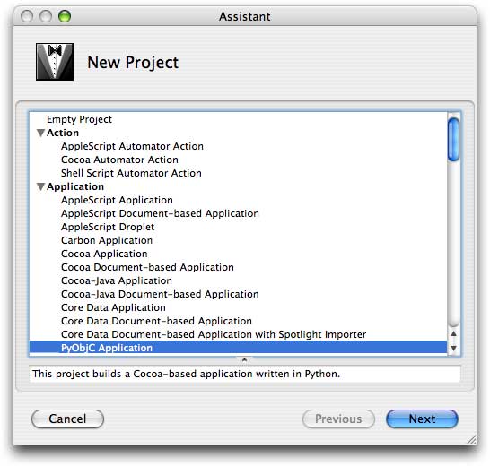 Creating a new PyObjC application