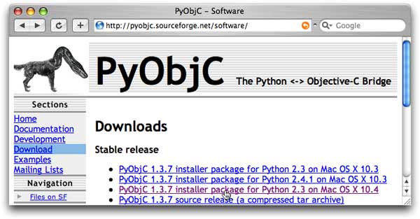 PyObjC website download