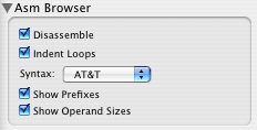 x86 Asm Browser Advanced Settings