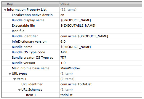 Defining a custom URL scheme in the Info.plist file