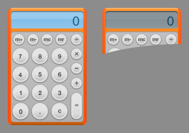 The Calculator widget, active and inactive