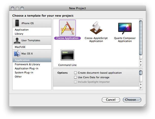 The New Project Assistant in Xcode