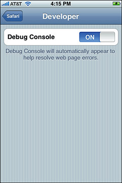 Enabling the debug console