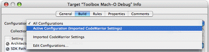 The Default Build Configuration for an Imported Project