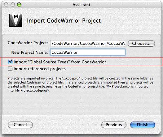 The Import Global Source Trees Checkbox