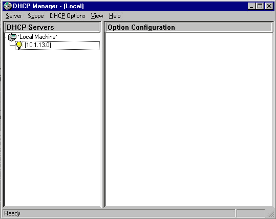 Obraz programu DHCP Manager na serwerze