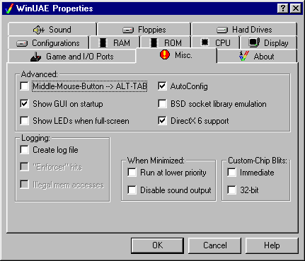 WinUAE - Miscellaneous