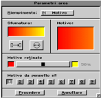 Finestra Parametri area, in cui e` selezionato Motivo da pennello n.1