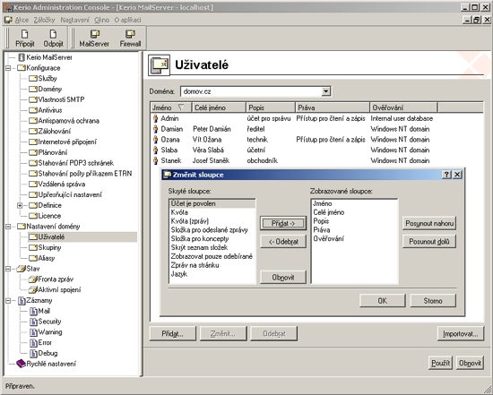 AdministraΦnφ konzola ve Windows a nastavenφ zobrazenφ sloupc∙