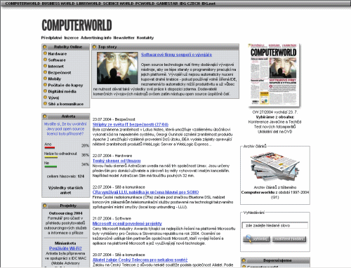 ┌vodnφ strßnka www.computerworld.cz z 25. Φervence 2004