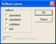 okno "velikost pφsma"