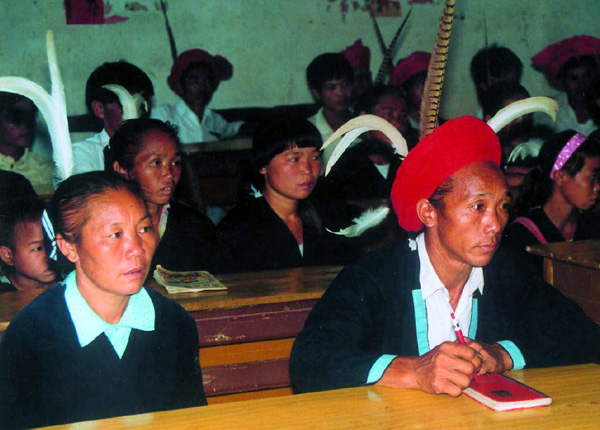 Farmers at a rural literacy school.