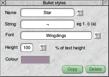 Textease's bullet playing-with menu