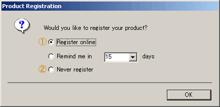 Product Registration dialog