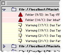 Das Fehlerprotokoll-Fenster