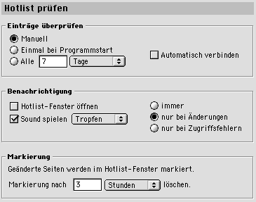 KonfigurationsmÜglichkeiten fƒr die åberprƒfung der Hotlist