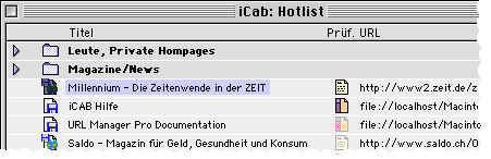 Das Hotlist-Fenster