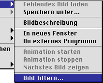 Kontextmenƒ zur Konfiguration des Bildfilters