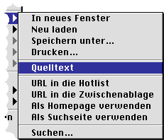 Kontextmenƒ ƒber das der Quelltext angezeigt werden kann