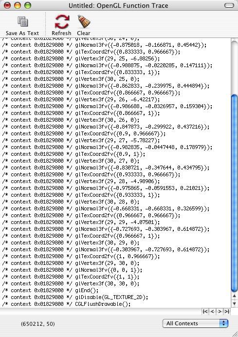 OpenGL Profiler Trace window