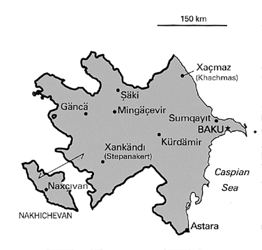 [Country map of Azerbaijan]