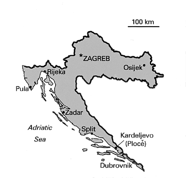 [Country map of Croatia]