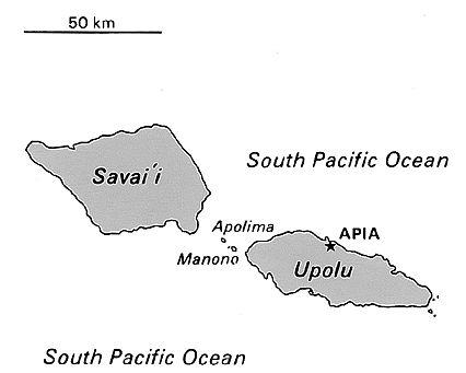 [Country map of Western Samoa]