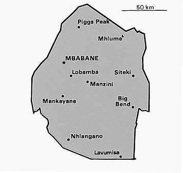 [Country map of Swaziland]