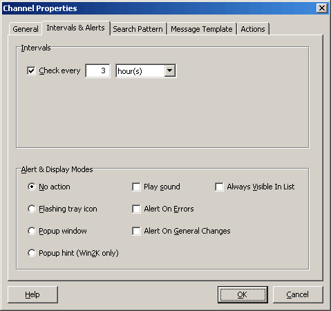 Channel Properties Window -> 'Intervals & Alerts' Tab