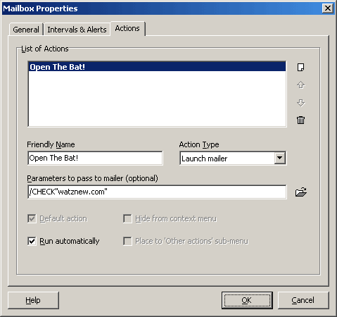Mailbox Properties Window -> 'Actions' Tab