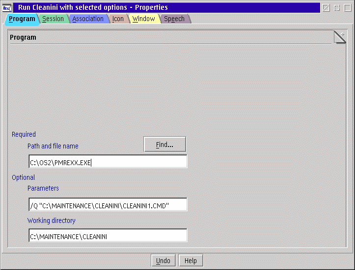 CleaniniPM program object example