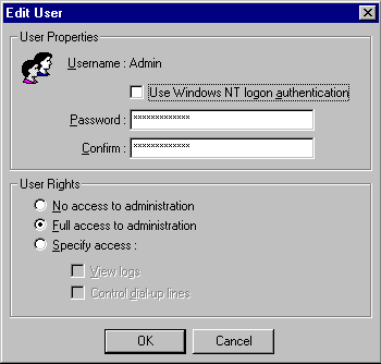 Okno "Edit user"