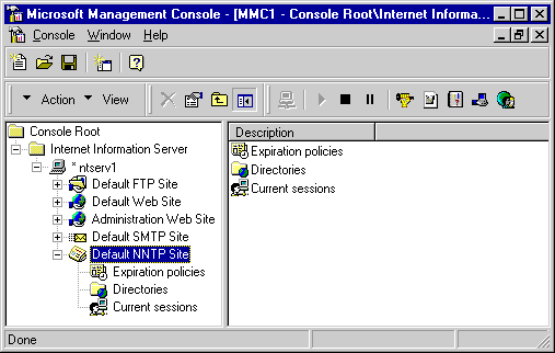 Picture of Internet Service Manager interface