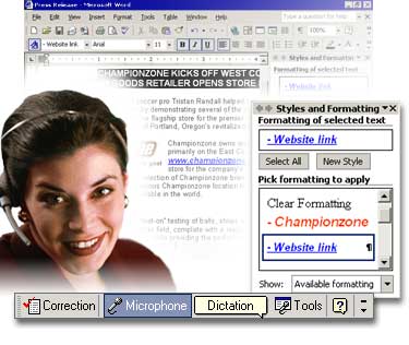 Screen shot: Office language toolbar 
