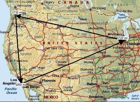 Flying distances map