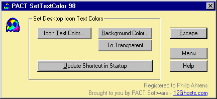 Set the desktop icon text color and background color with PACT SetTextColor!