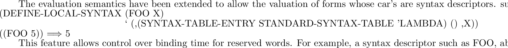 \begin{inset}{}
Compiles {\it expression\/}. {\bf T} may provide several
compile...
...t STANDARD-COMPILER} will be the one which is
invoked by {\tt EVAL}.
\end{inset}