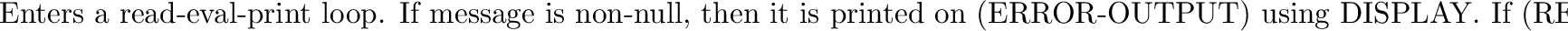 \begin{inset}{}
Starts writing a transcript to the specified file. All output to...
...\tt TRANSCRIPT-OFF} will terminate
the transcript, closing the file.
\end{inset}